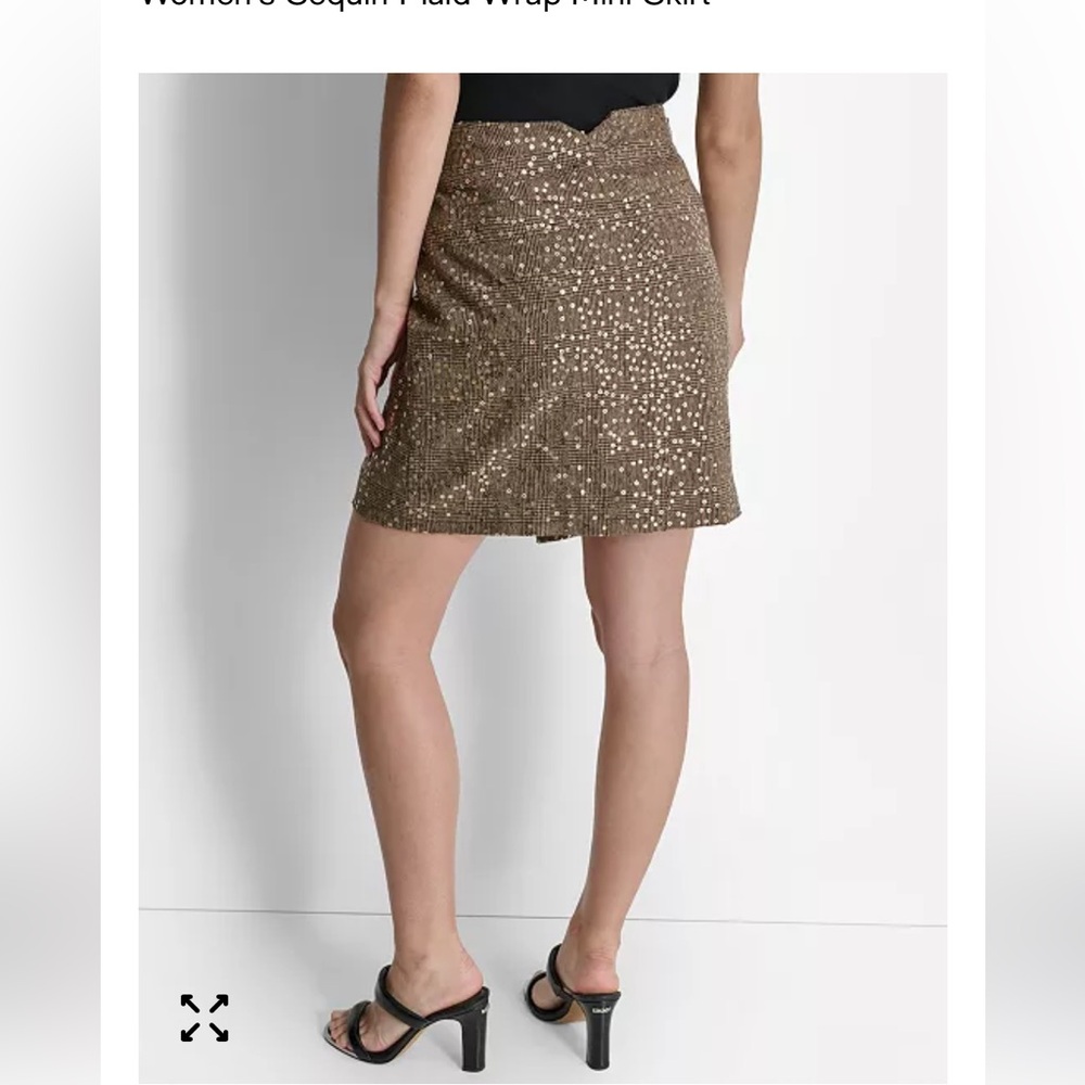 NWT DKNY Sequin plaid mini skirt. Waist 17 inches (34)🤎🖤🤎. - Picture 4 of 7